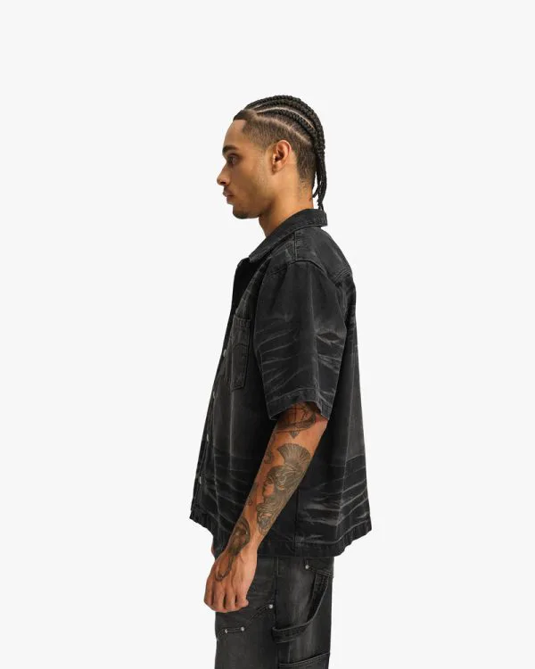WILD SOUTH DENIM SHIRT COAL - Pantalons & Jorts - streetwear Avenue Wear
