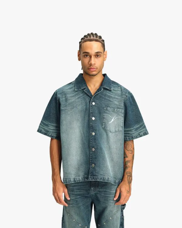 WILD SOUTH DENIM SHIRT LAKE - Pantalons & Jorts - streetwear Avenue Wear