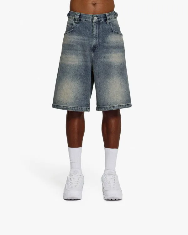 YELLOW TINTED DENIM JORTS - Pantalons & Jorts - streetwear Avenue Wear