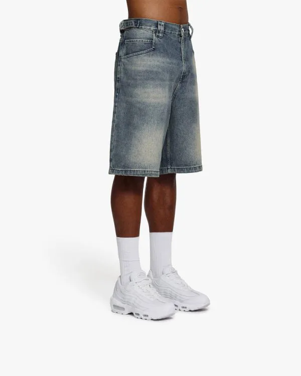 YELLOW TINTED DENIM JORTS - Pantalons & Jorts - streetwear Avenue Wear