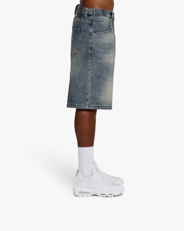 YELLOW TINTED DENIM JORTS - Pantalons & Jorts - streetwear Avenue Wear